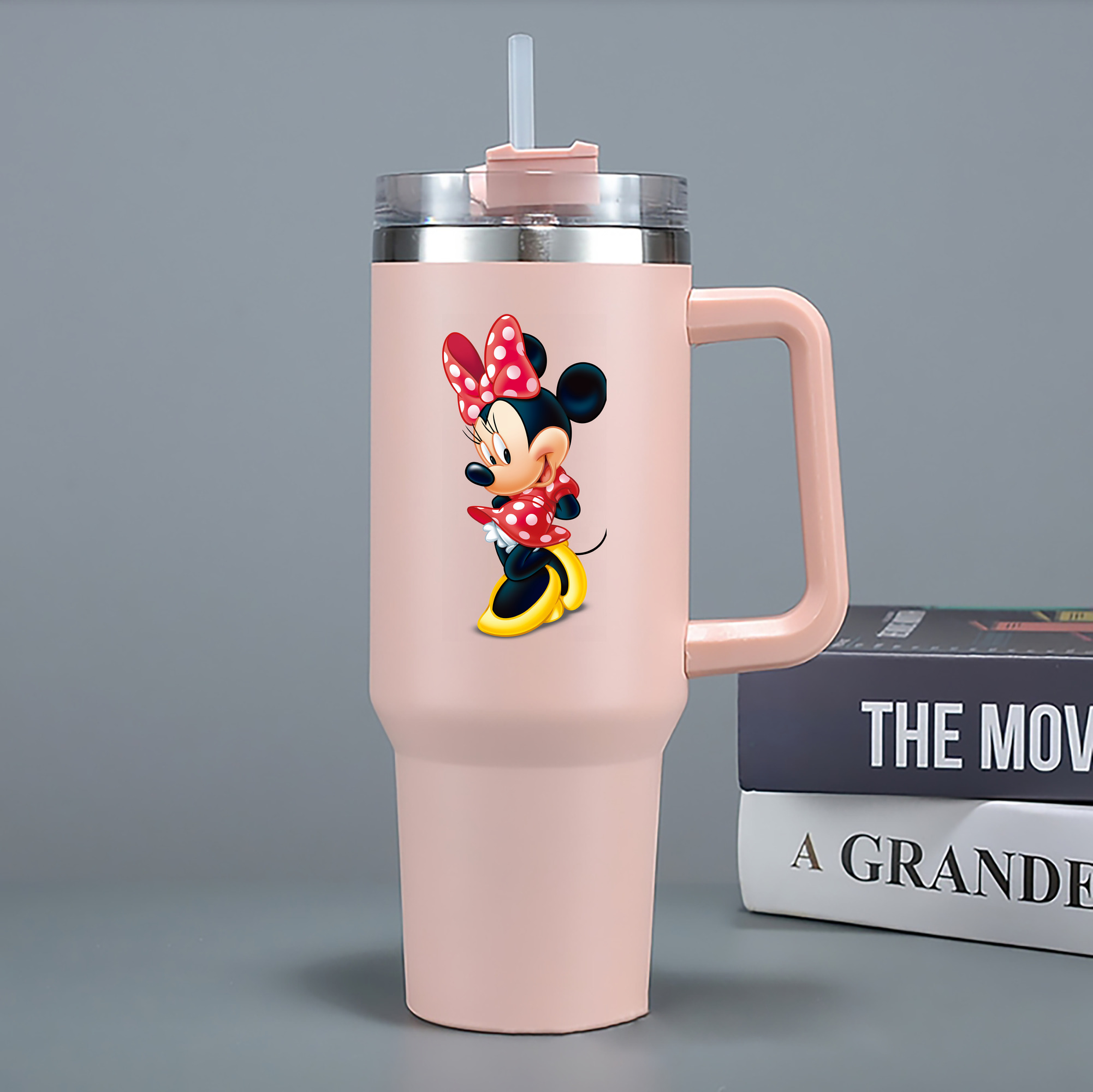 （画像用） ミッキーマウス Mickey Mouse 1200mL車用タンブラー - クリスタルステッカー（プラスチックストロー付き）